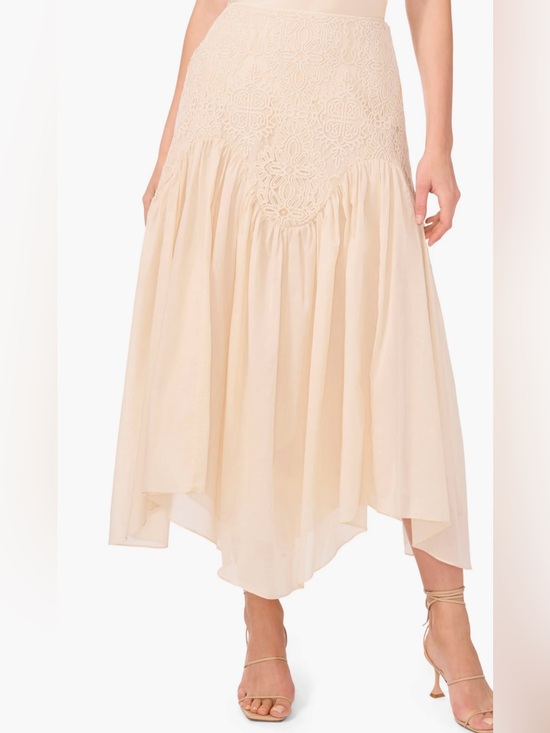 Parker Dresses & Skirts - Parker Cream Lace-Panel High-Low Skirt